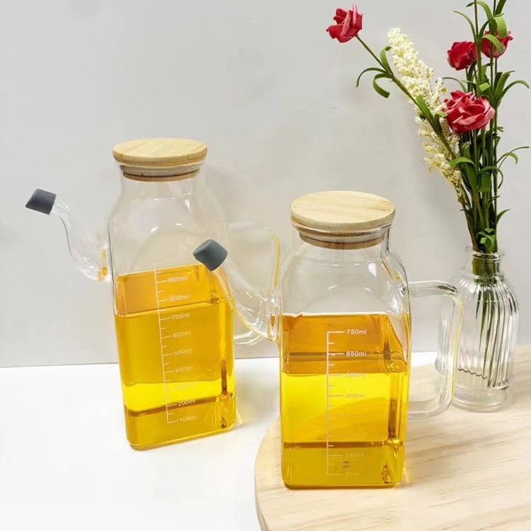 Hjem køkken glas olie flaske olie kan gryde
