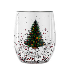 Nyt flydende paljetter dobbeltlags juletræs glas